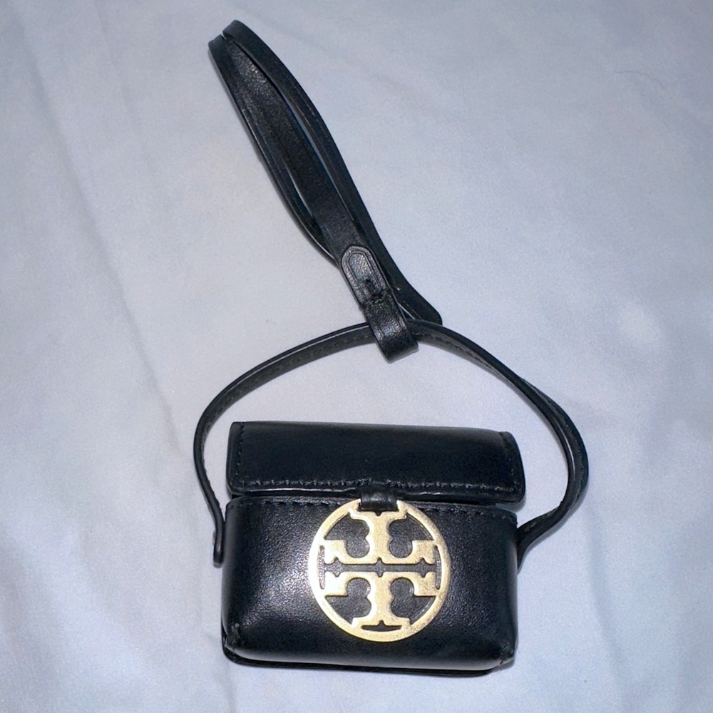 Tory Burch -Miller style black leather AirPod holder